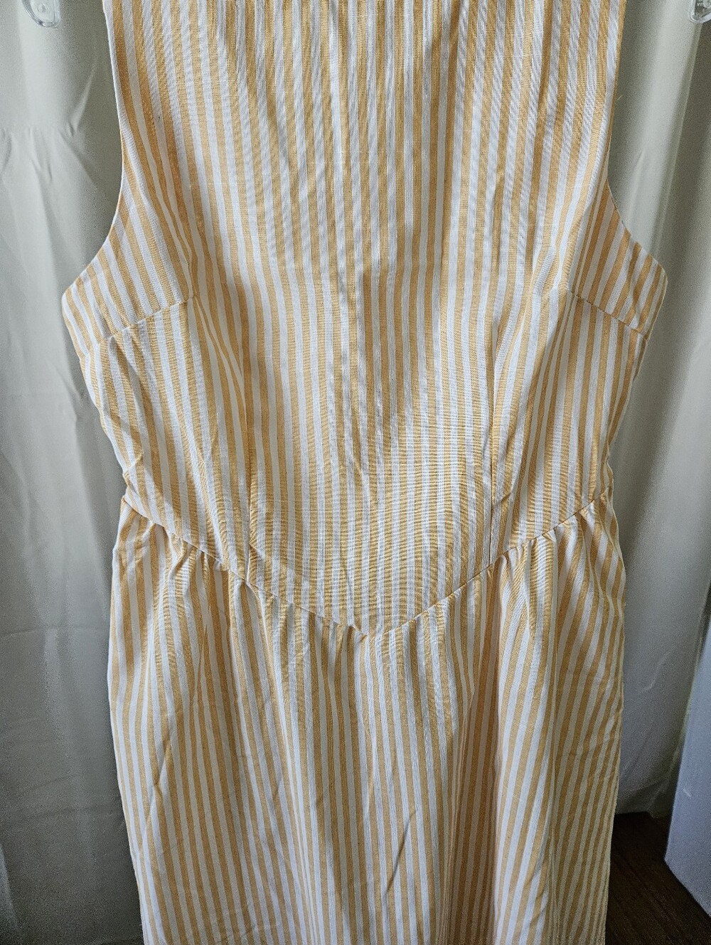 Shein Yellow & White Striped Sleeveless Side-Zip Dress Size Medium - Picture 3 of 8